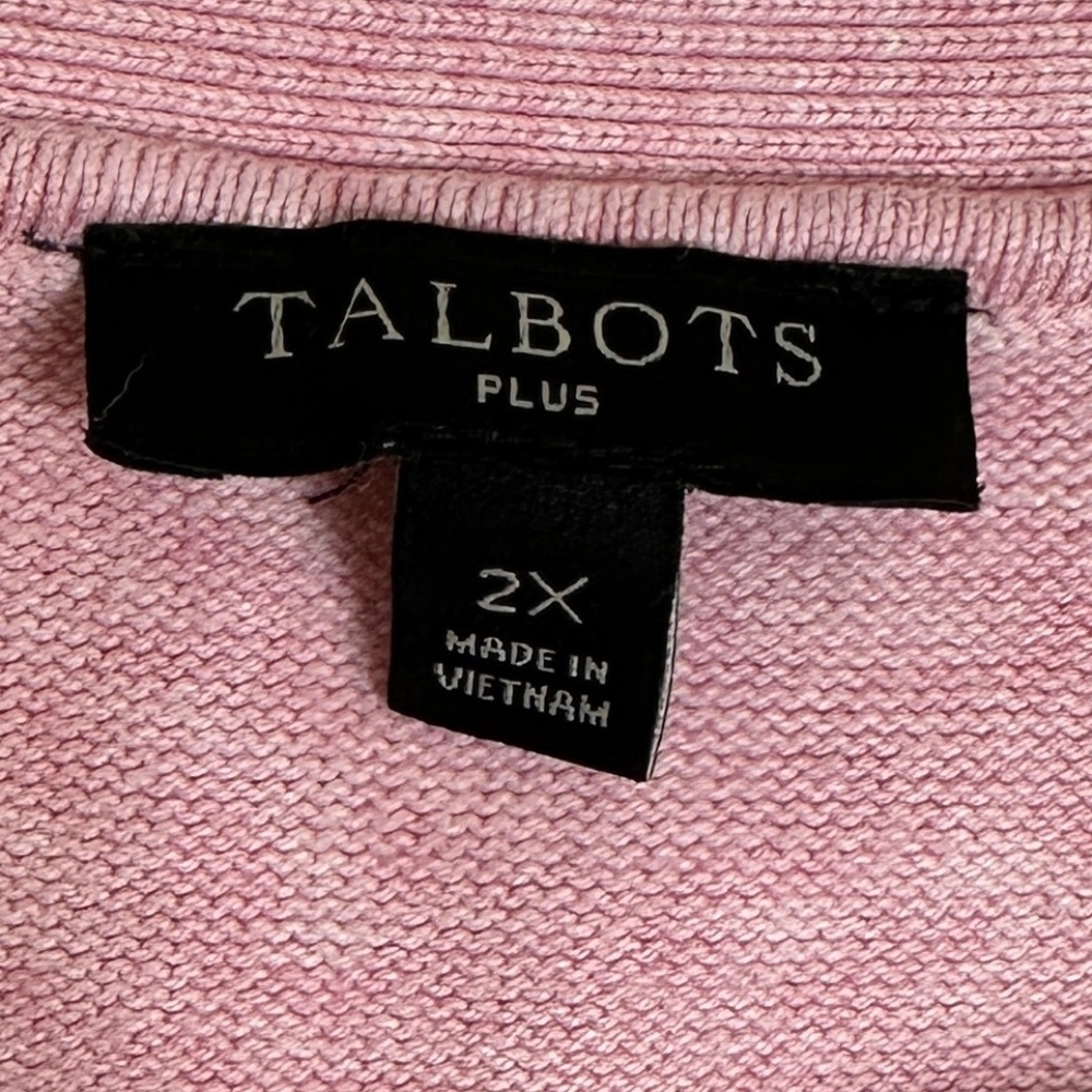 ! Talbots Pink Cotton Blend Valentine's Day Preppy Minimalist Cardigan Women 2X - Picture 4 of 6